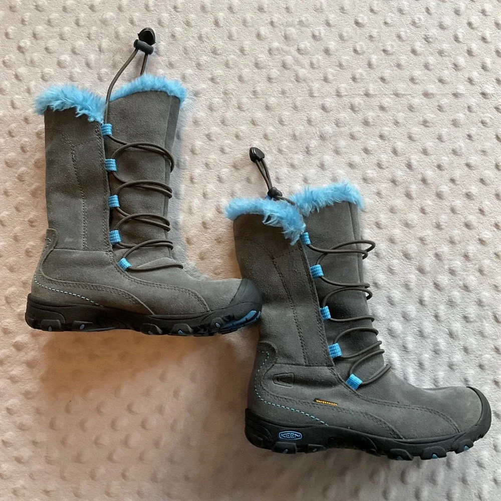 Keen‎ Kids Waterproof Gray Blue Winter Snow Boots Size 12